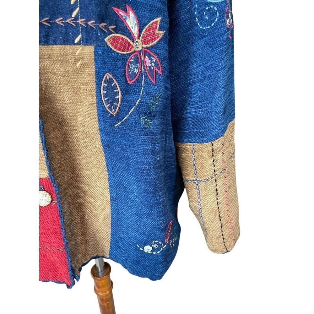 Koret City Blues Embroidered Patchwork Jacket Women 20W Floral Denim Vintage 80s - Picture 6 of 14